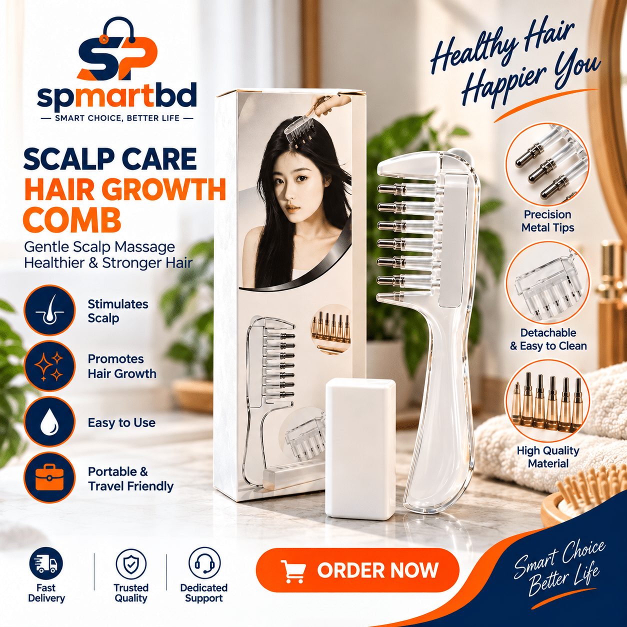 Portable Transparent Hair Root Comb Applicator | Scalp Massage Hair Oil & Serum Brush