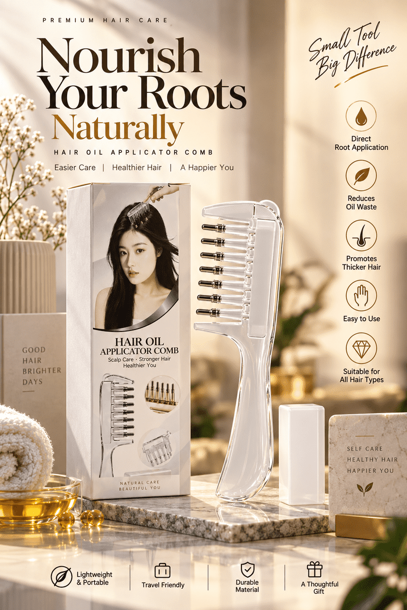 Portable Transparent Hair Root Comb Applicator | Scalp Massage Hair Oil & Serum Brush - Image 3